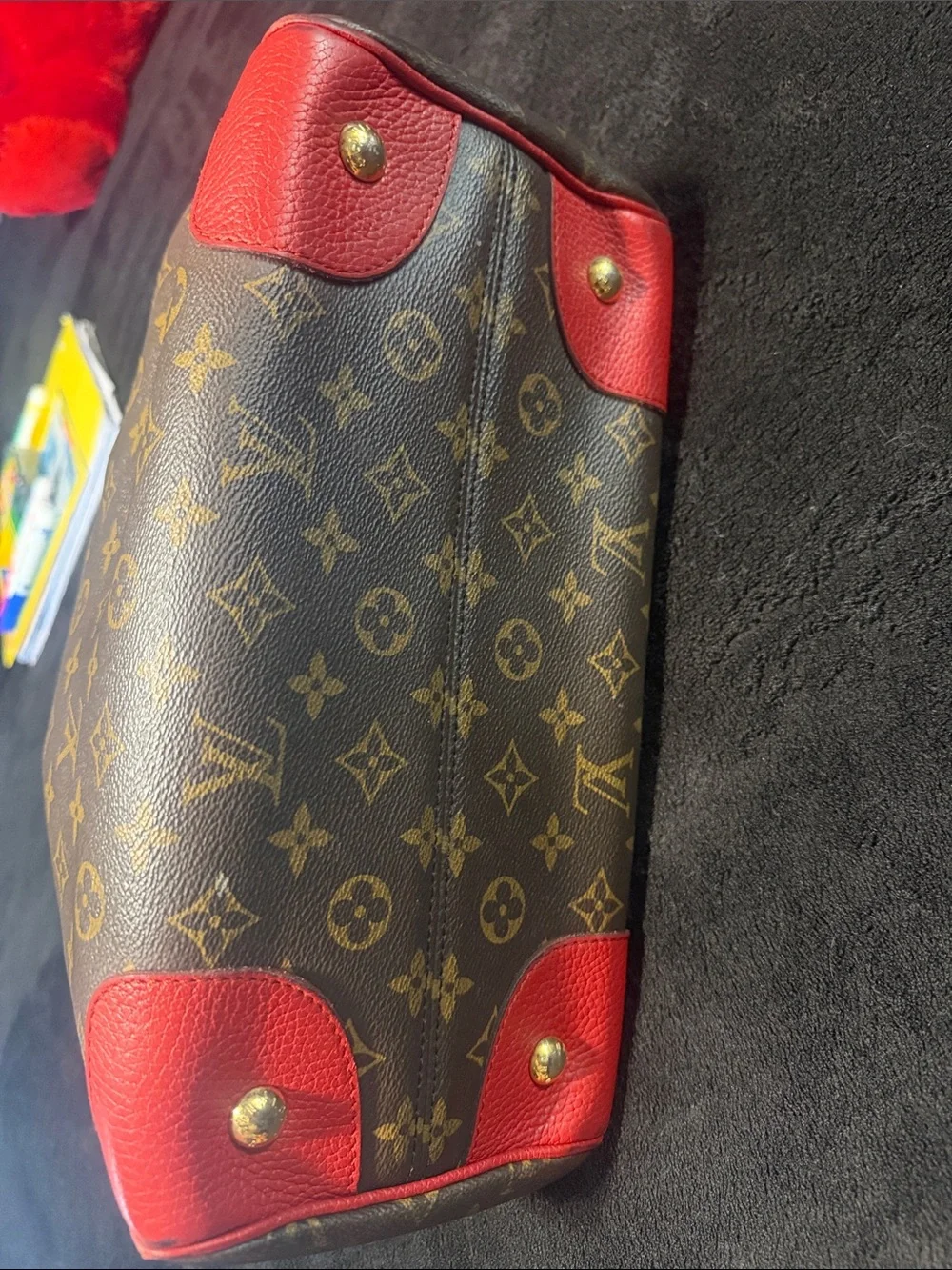 Louis Vuitton Monogram Satchel with Red Trim